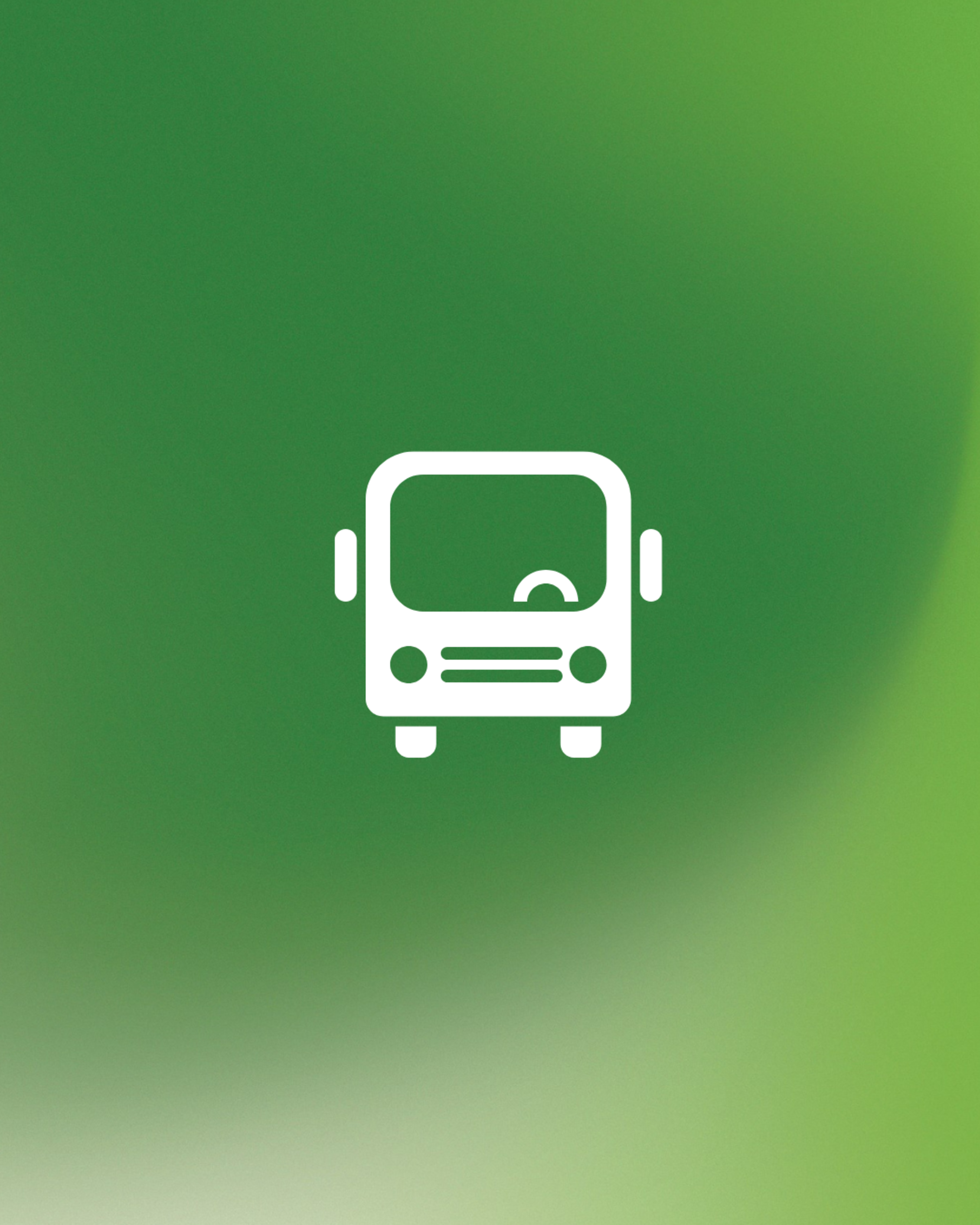 Icona bianca di autobus centrata su sfondo verde sfumato.﻿
